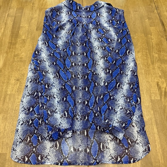 Diane Von Furstenberg Lorelei top women's 4 blue snake nature boho colorful blue - Picture 5 of 13